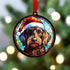 Dachshund Wirehaired in Santa Hat Suncatcher Decoration
